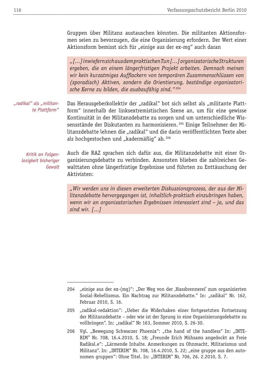 Seite 127 des Verfassungsschutzbericht 2010 Berlin