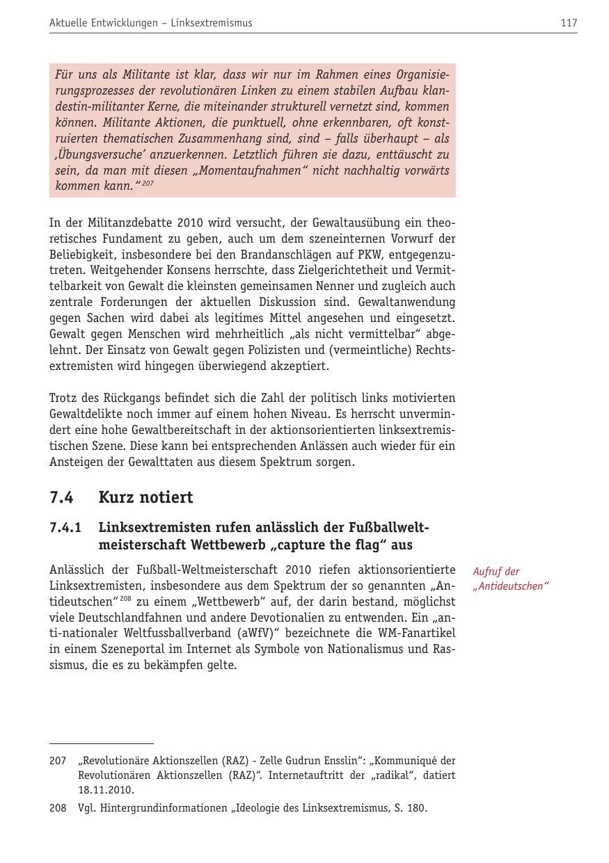 Seite 128 des Verfassungsschutzbericht 2010 Berlin