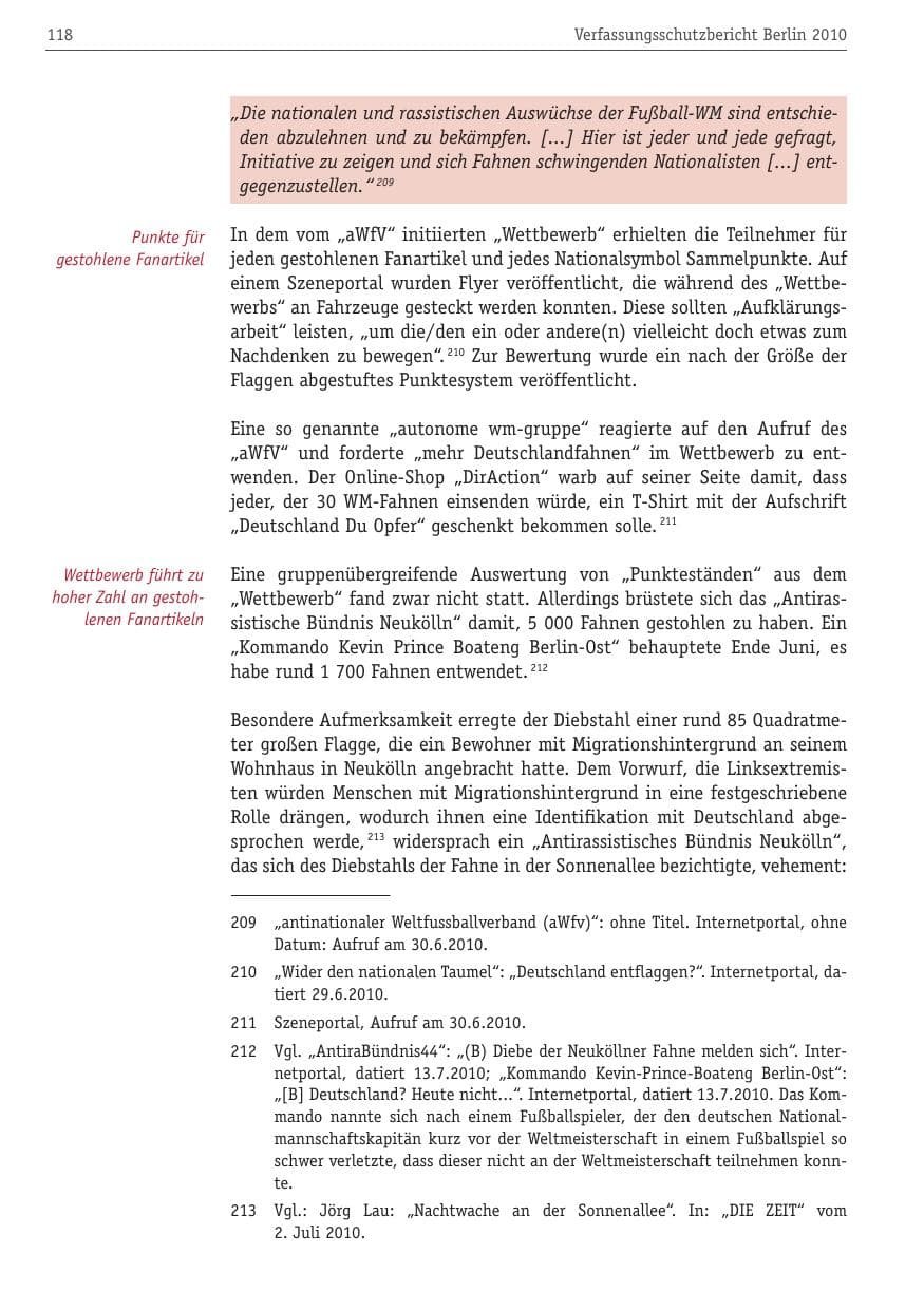 Seite 129 des Verfassungsschutzbericht 2010 Berlin