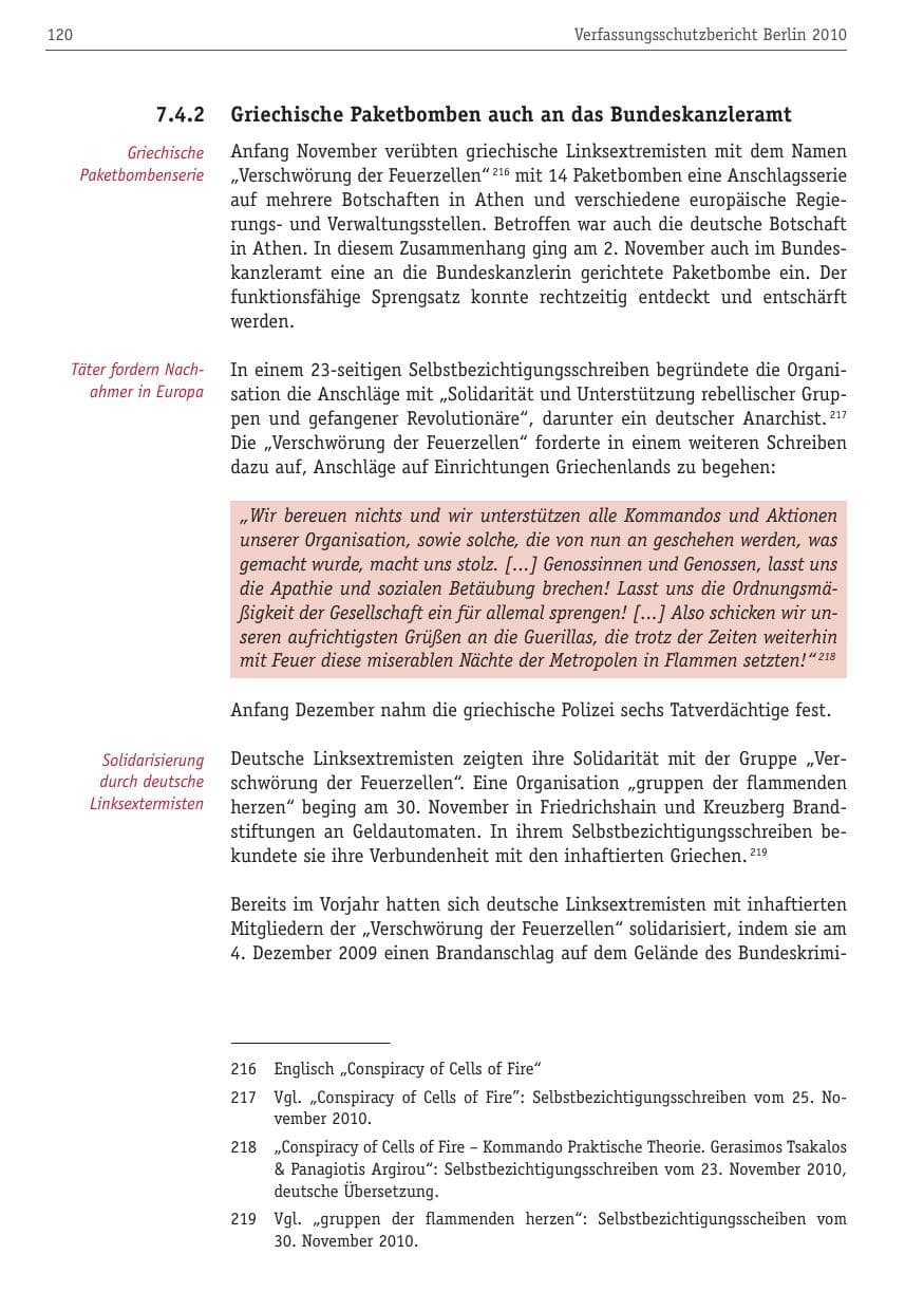 Seite 131 des Verfassungsschutzbericht 2010 Berlin