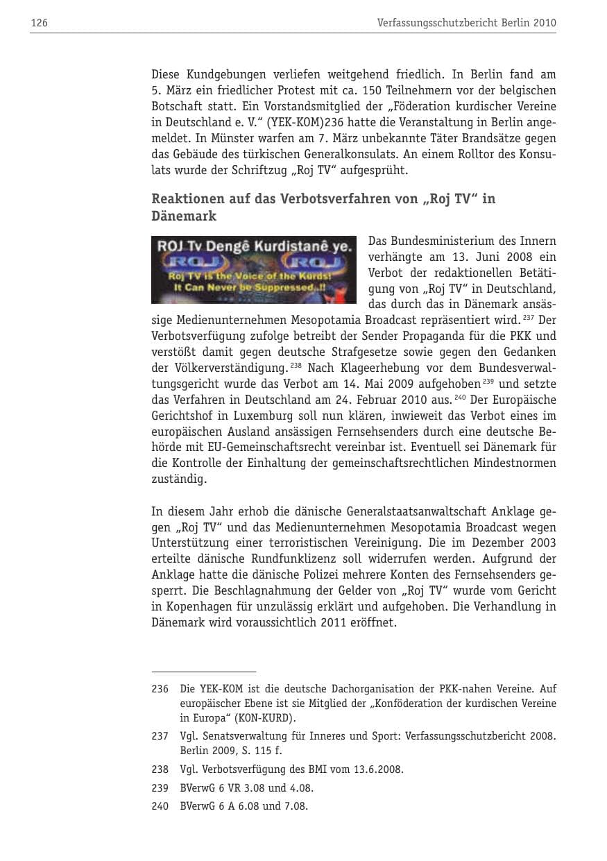 Seite 137 des Verfassungsschutzbericht 2010 Berlin