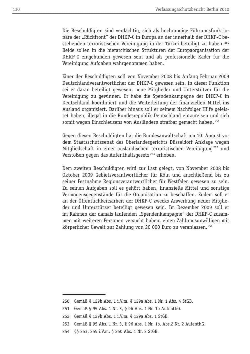 Seite 141 des Verfassungsschutzbericht 2010 Berlin