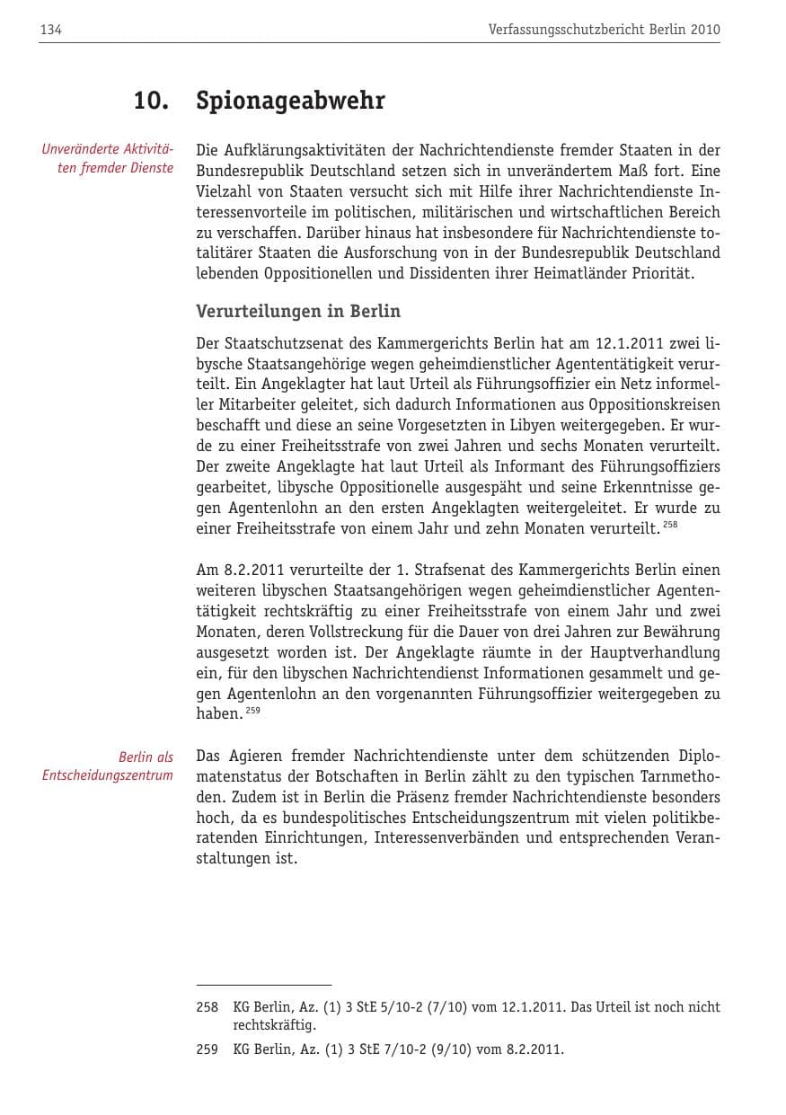 Seite 145 des Verfassungsschutzbericht 2010 Berlin
