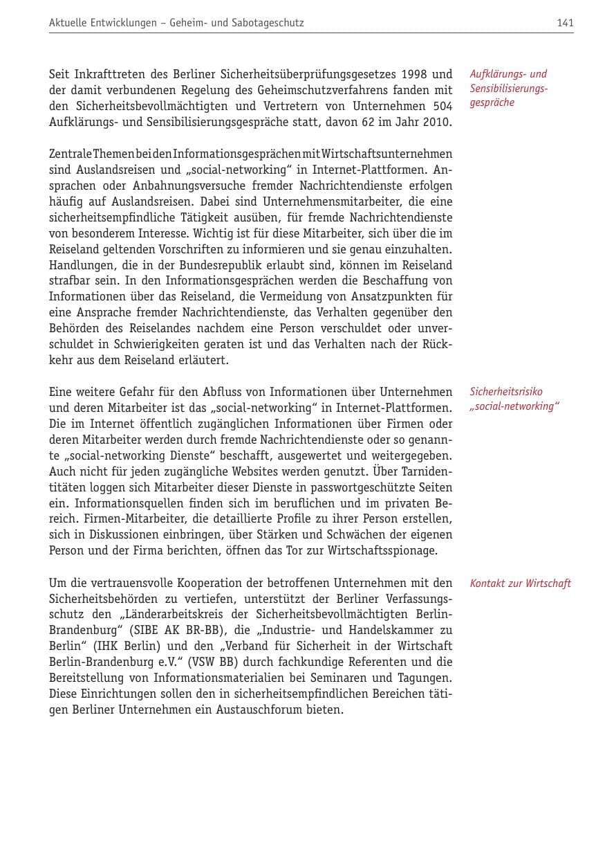 Seite 152 des Verfassungsschutzbericht 2010 Berlin