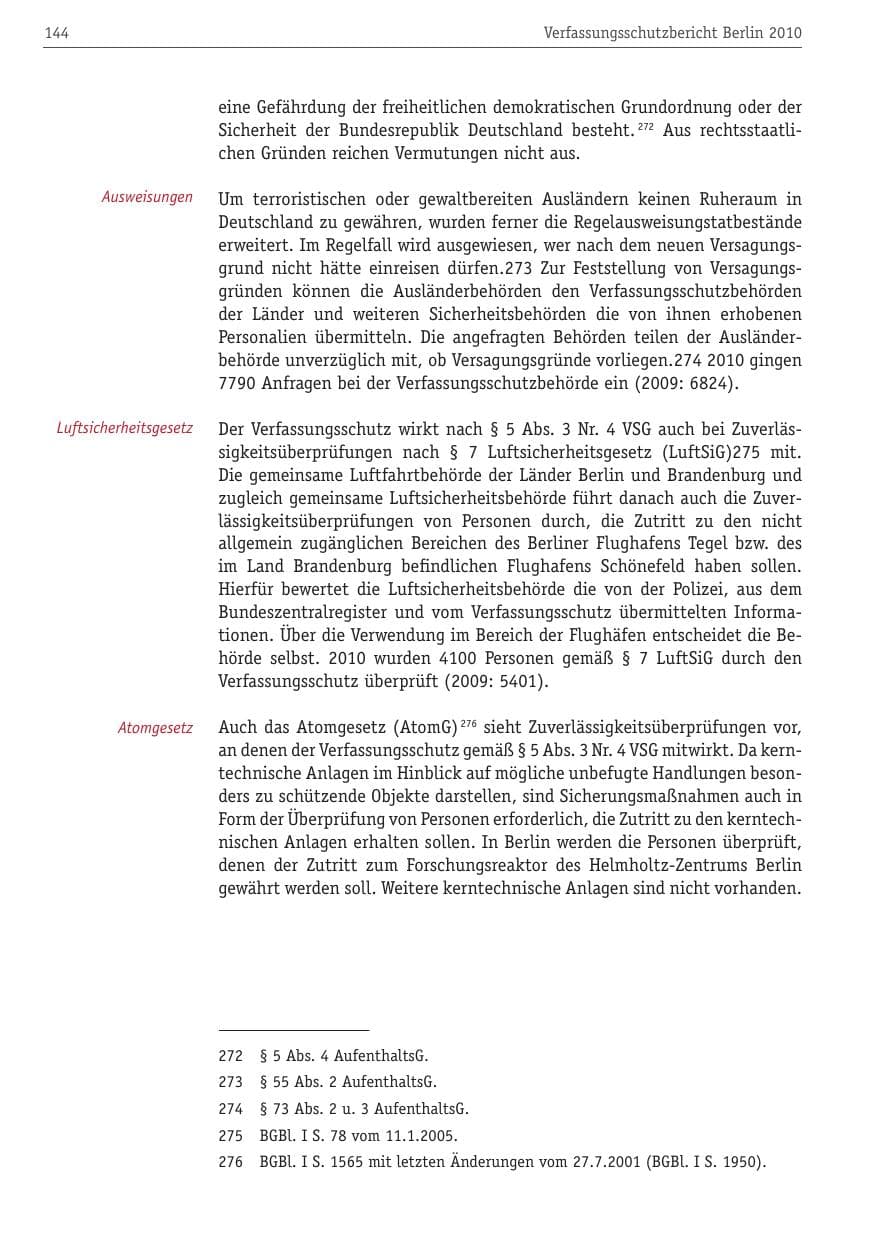 Seite 155 des Verfassungsschutzbericht 2010 Berlin