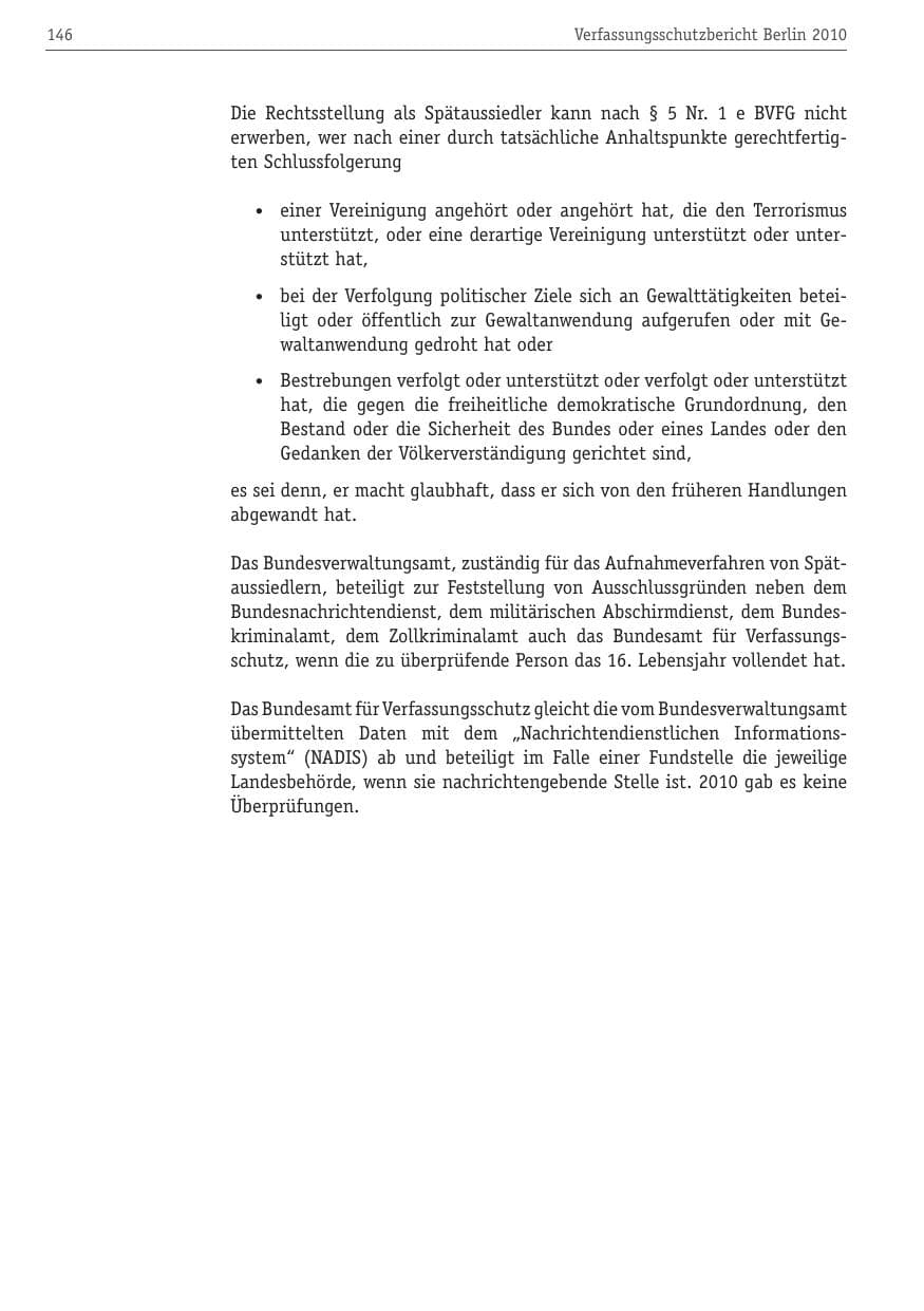 Seite 157 des Verfassungsschutzbericht 2010 Berlin