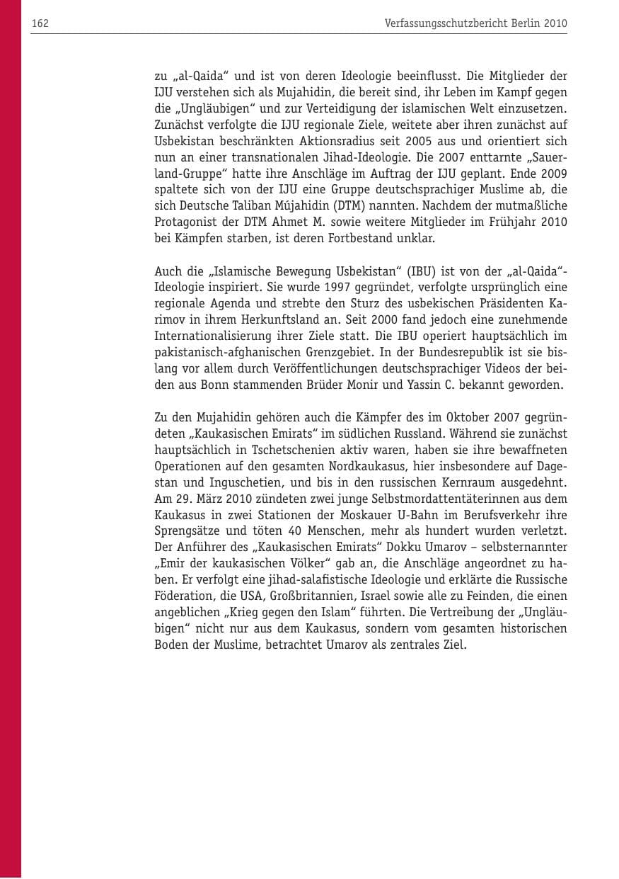 Seite 173 des Verfassungsschutzbericht 2010 Berlin