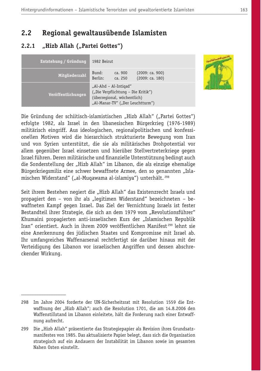 Seite 174 des Verfassungsschutzbericht 2010 Berlin