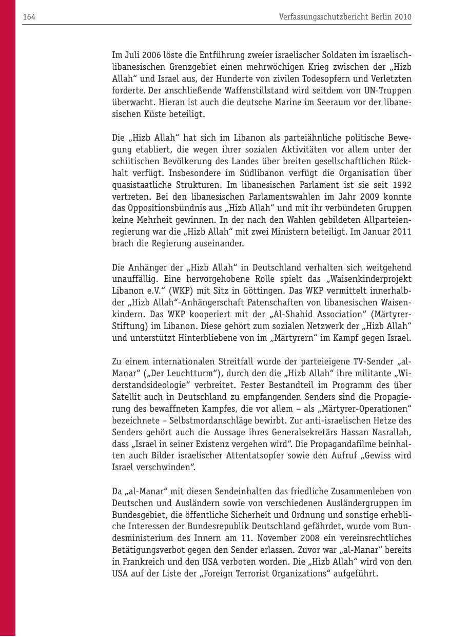 Seite 175 des Verfassungsschutzbericht 2010 Berlin