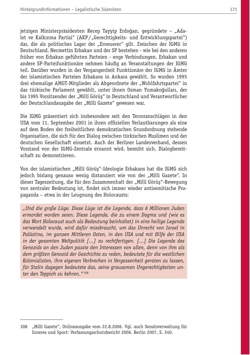 Seite 182 des Verfassungsschutzbericht 2010 Berlin