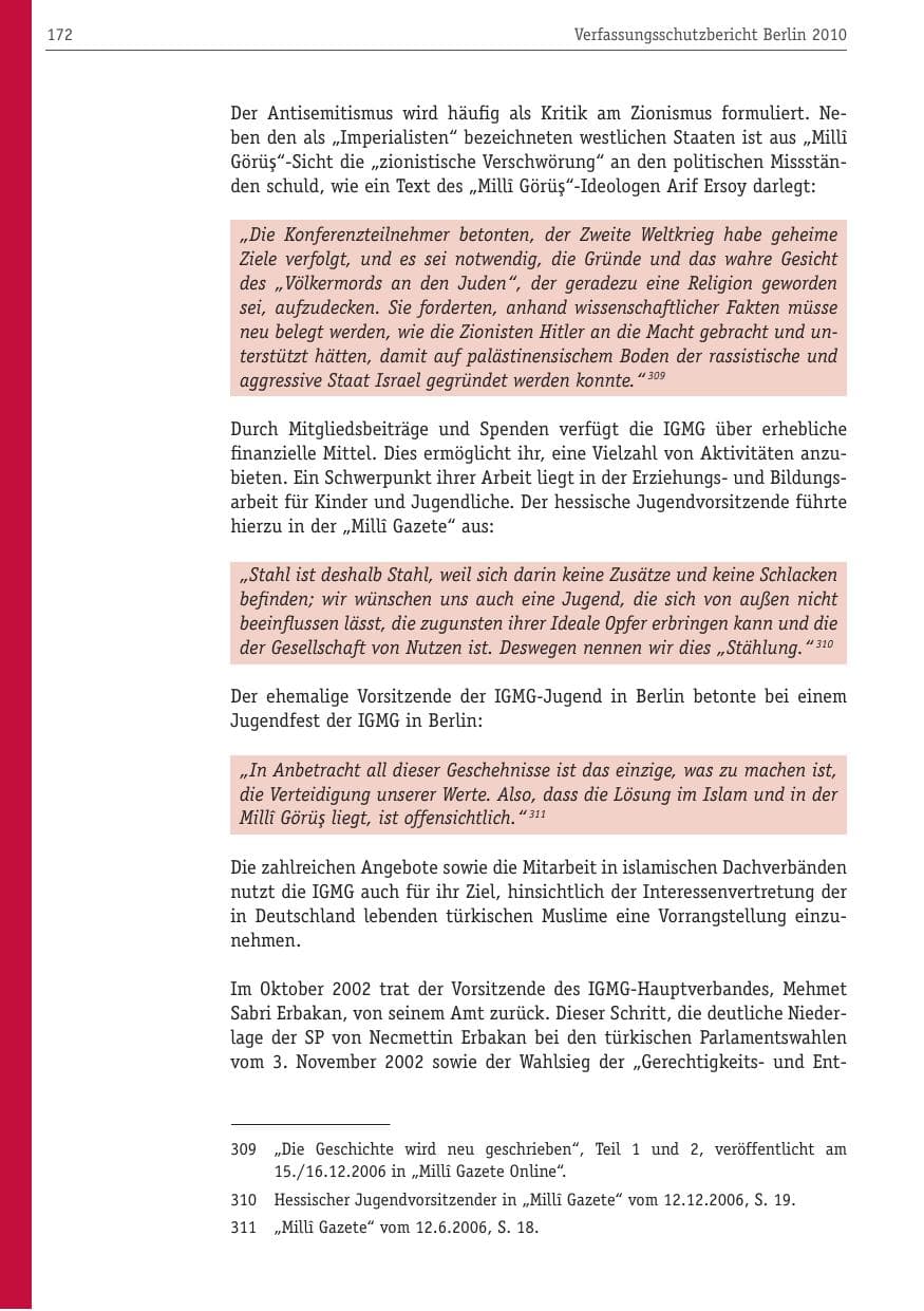 Seite 183 des Verfassungsschutzbericht 2010 Berlin