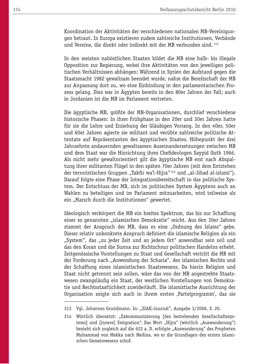 Seite 185 des Verfassungsschutzbericht 2010 Berlin