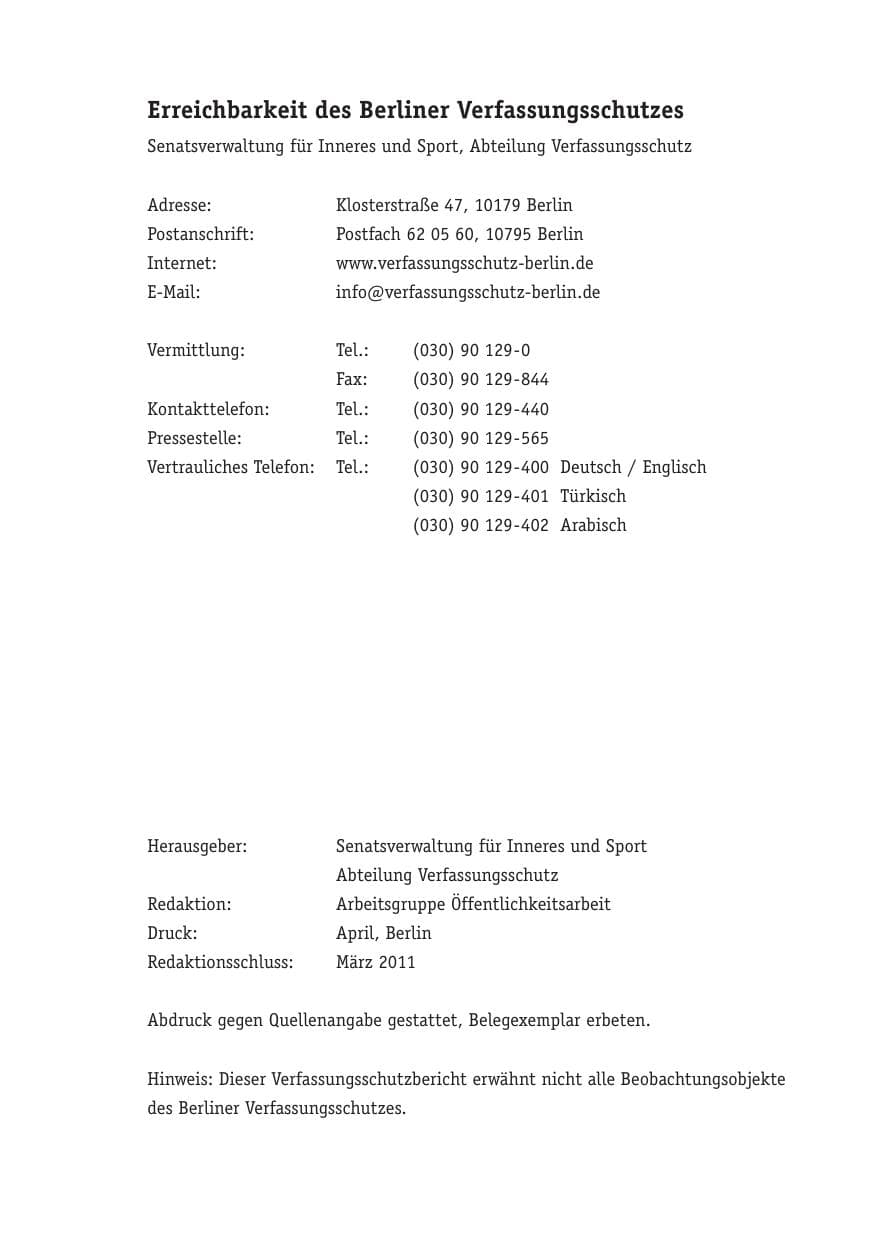 Seite 3 des Verfassungsschutzbericht 2010 Berlin