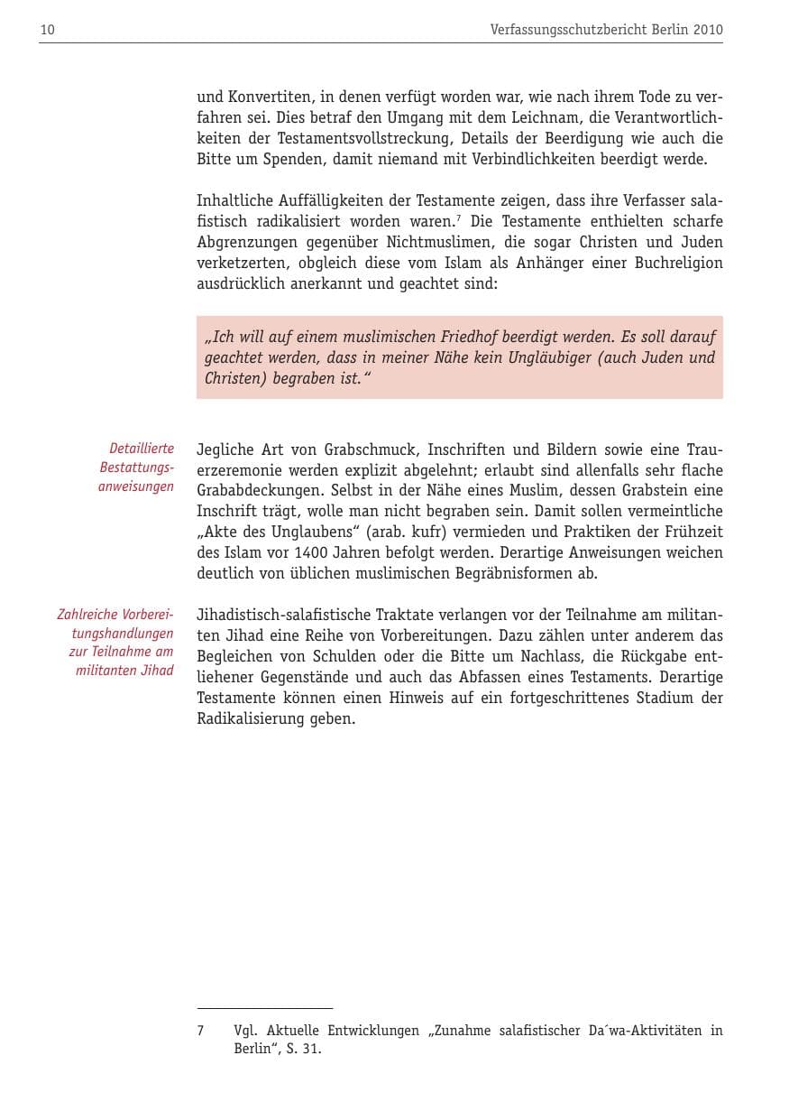 Seite 21 des Verfassungsschutzbericht 2010 Berlin