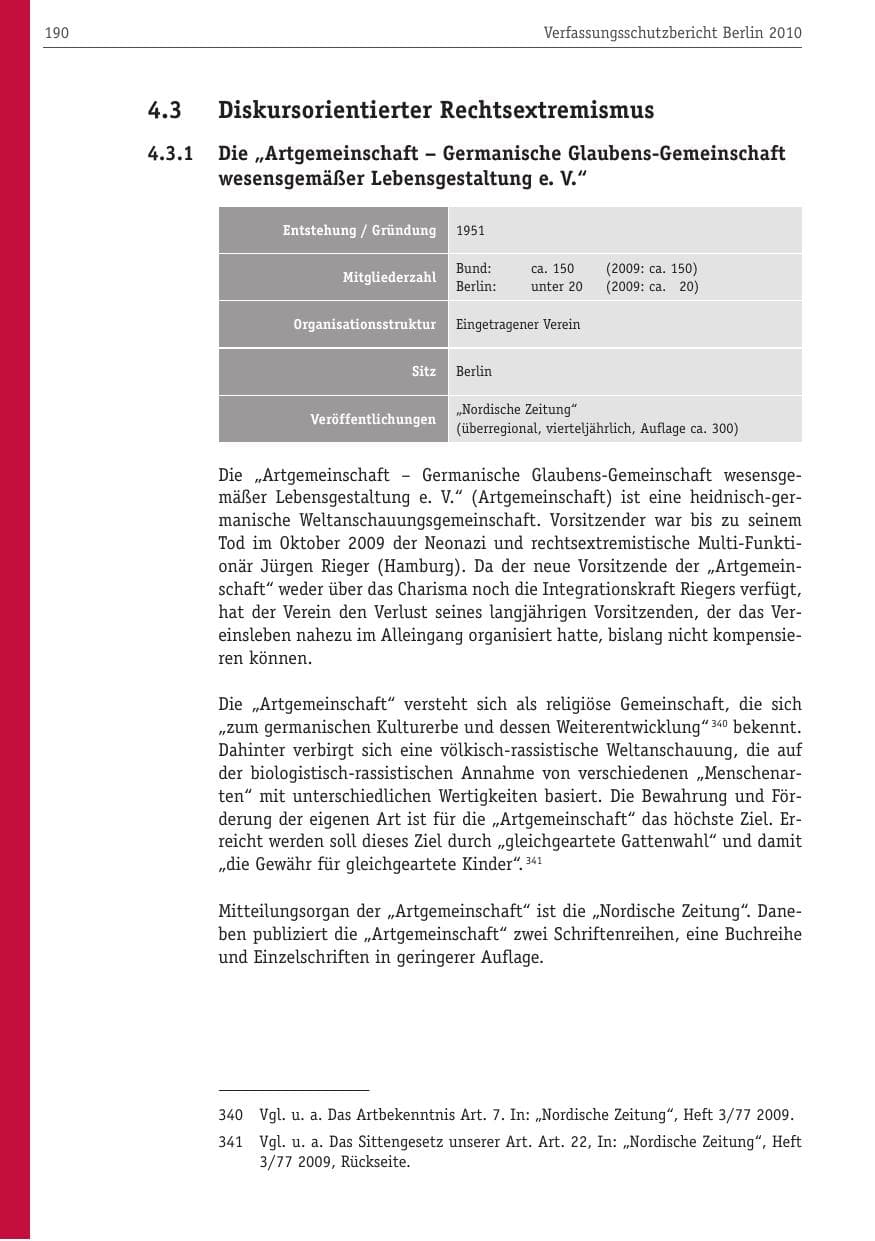 Seite 201 des Verfassungsschutzbericht 2010 Berlin