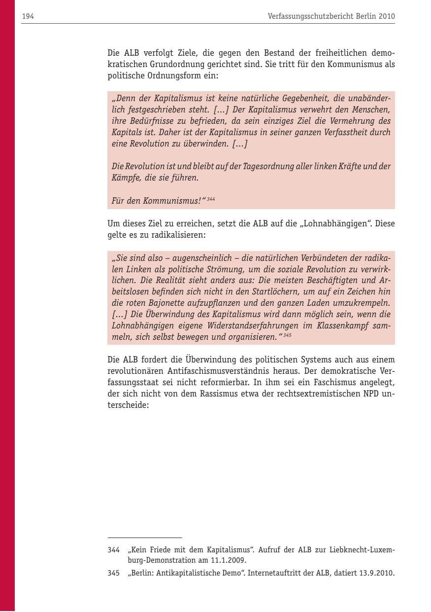 Seite 205 des Verfassungsschutzbericht 2010 Berlin