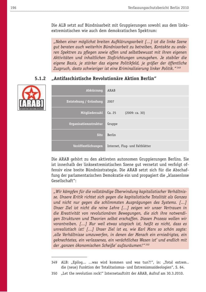 Seite 207 des Verfassungsschutzbericht 2010 Berlin