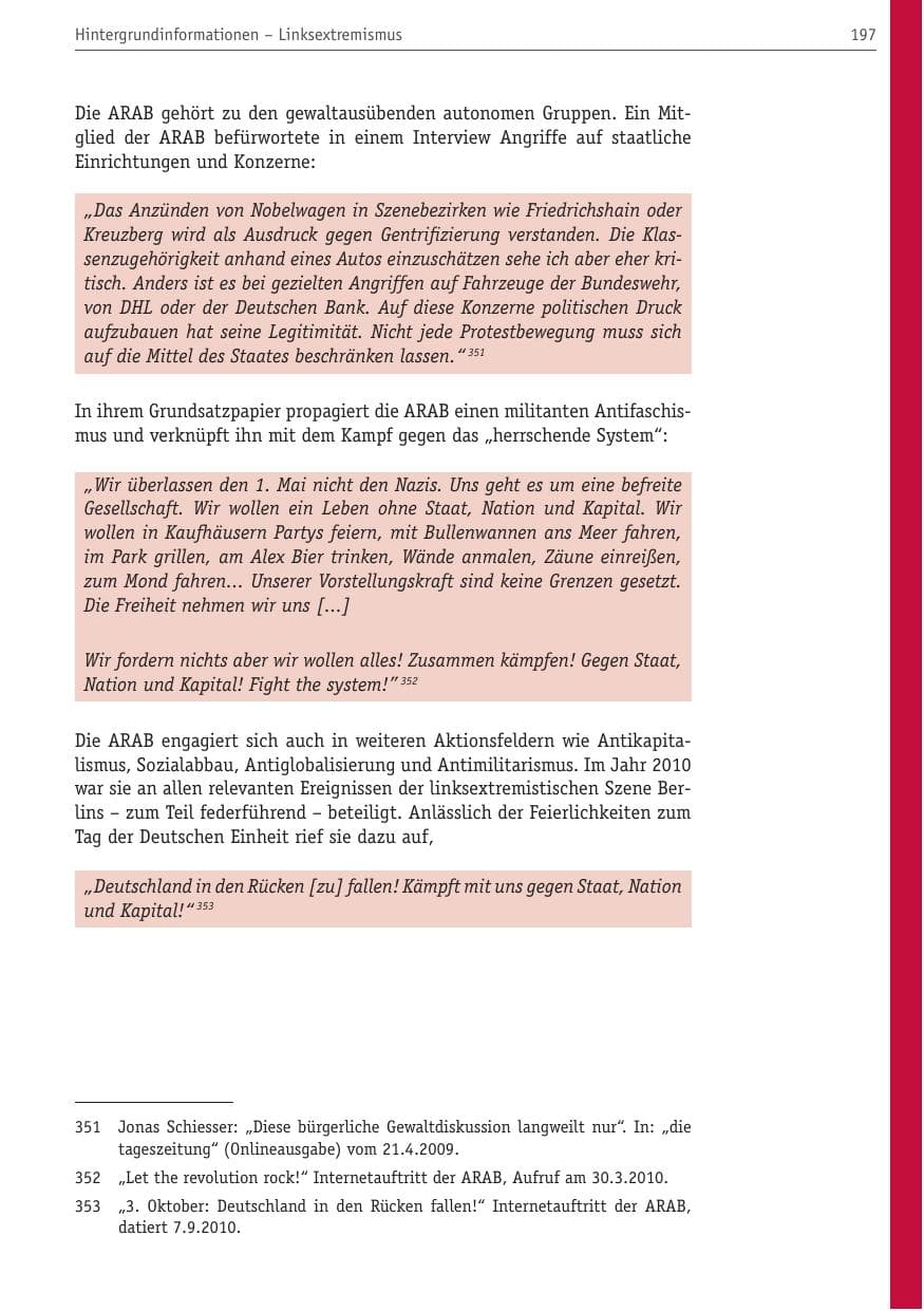 Seite 208 des Verfassungsschutzbericht 2010 Berlin