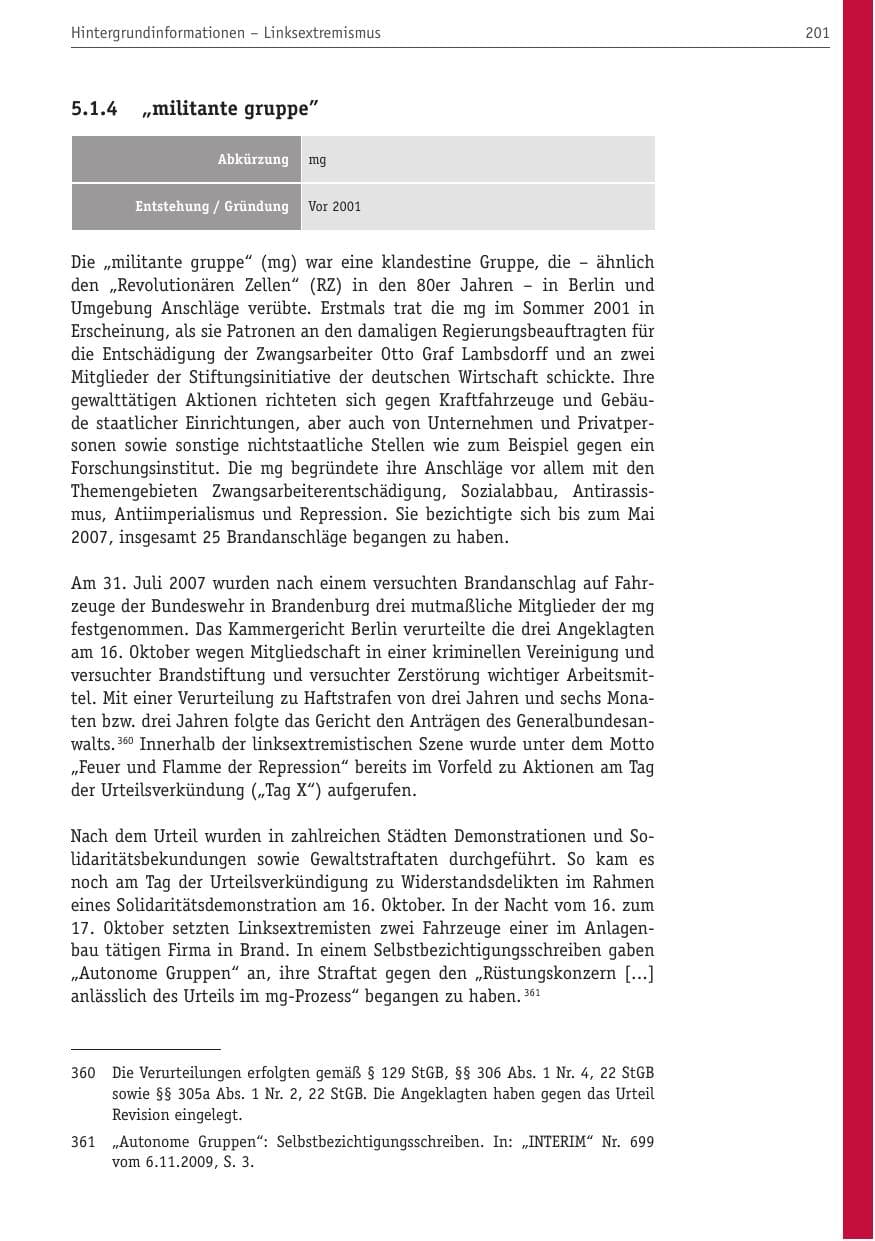Seite 212 des Verfassungsschutzbericht 2010 Berlin