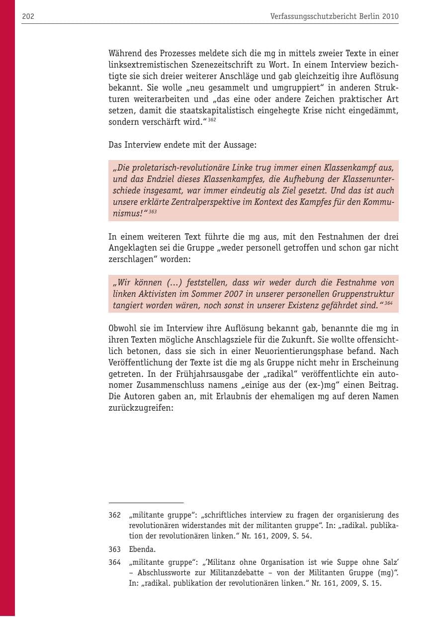 Seite 213 des Verfassungsschutzbericht 2010 Berlin