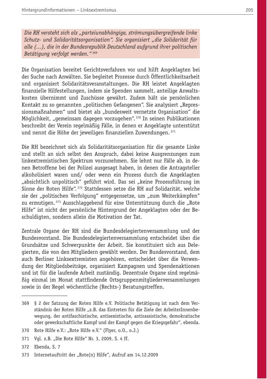 Seite 216 des Verfassungsschutzbericht 2010 Berlin