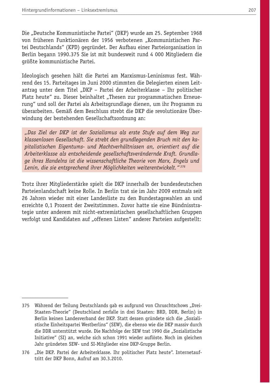 Seite 218 des Verfassungsschutzbericht 2010 Berlin