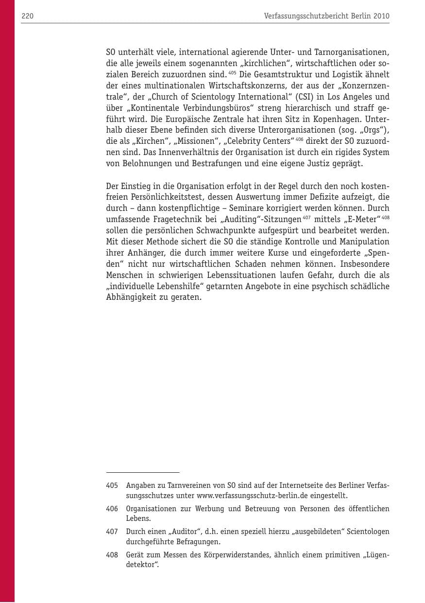 Seite 231 des Verfassungsschutzbericht 2010 Berlin