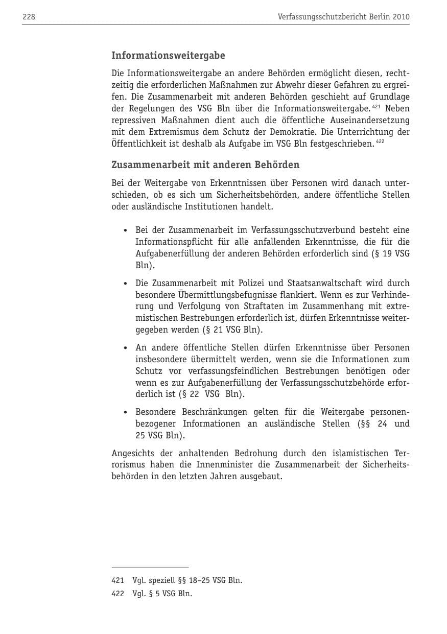 Seite 239 des Verfassungsschutzbericht 2010 Berlin