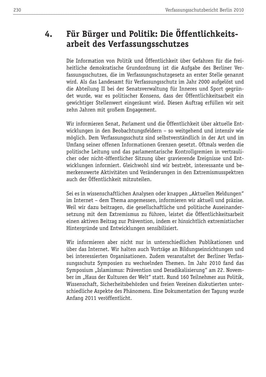 Seite 241 des Verfassungsschutzbericht 2010 Berlin