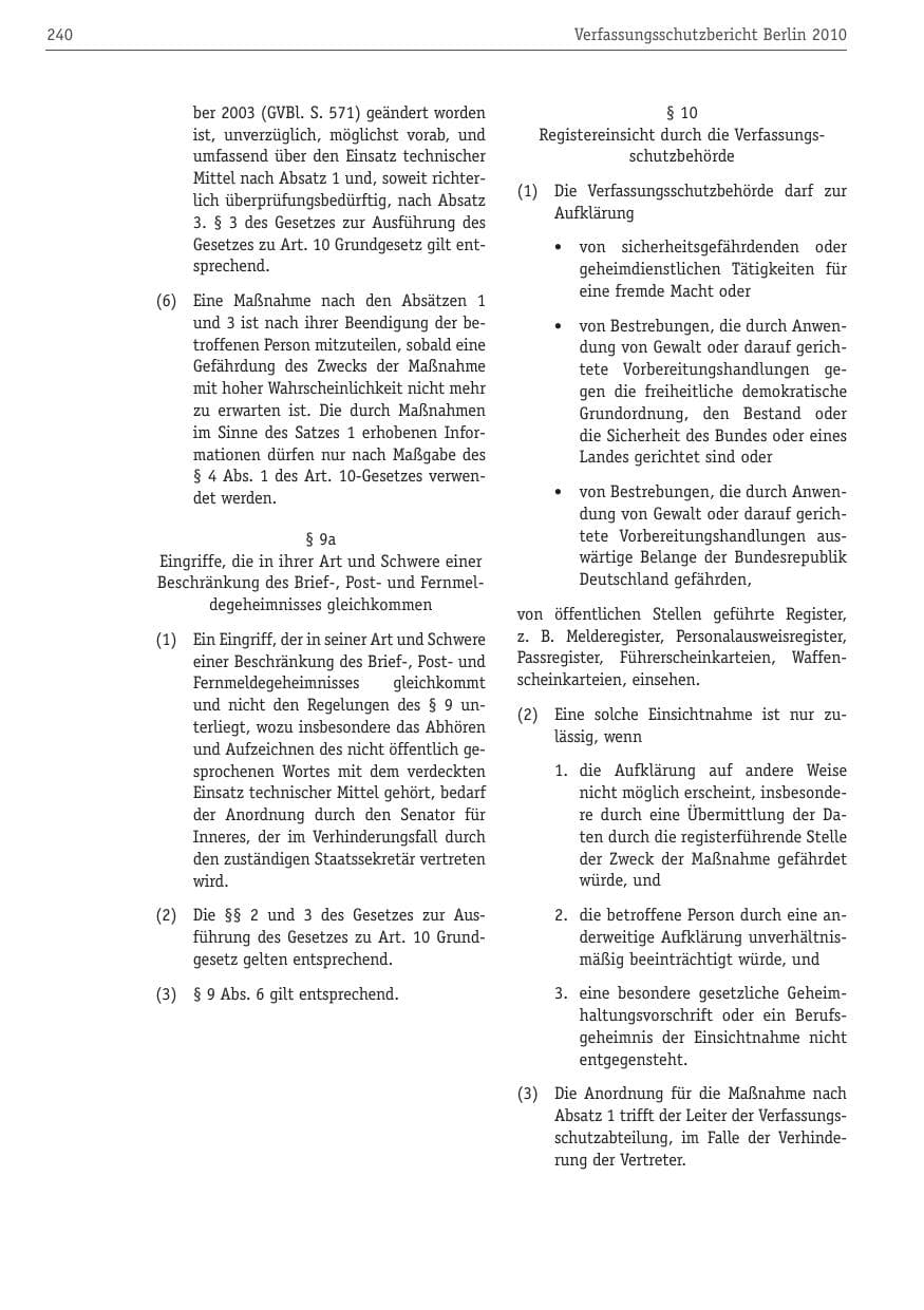 Seite 251 des Verfassungsschutzbericht 2010 Berlin