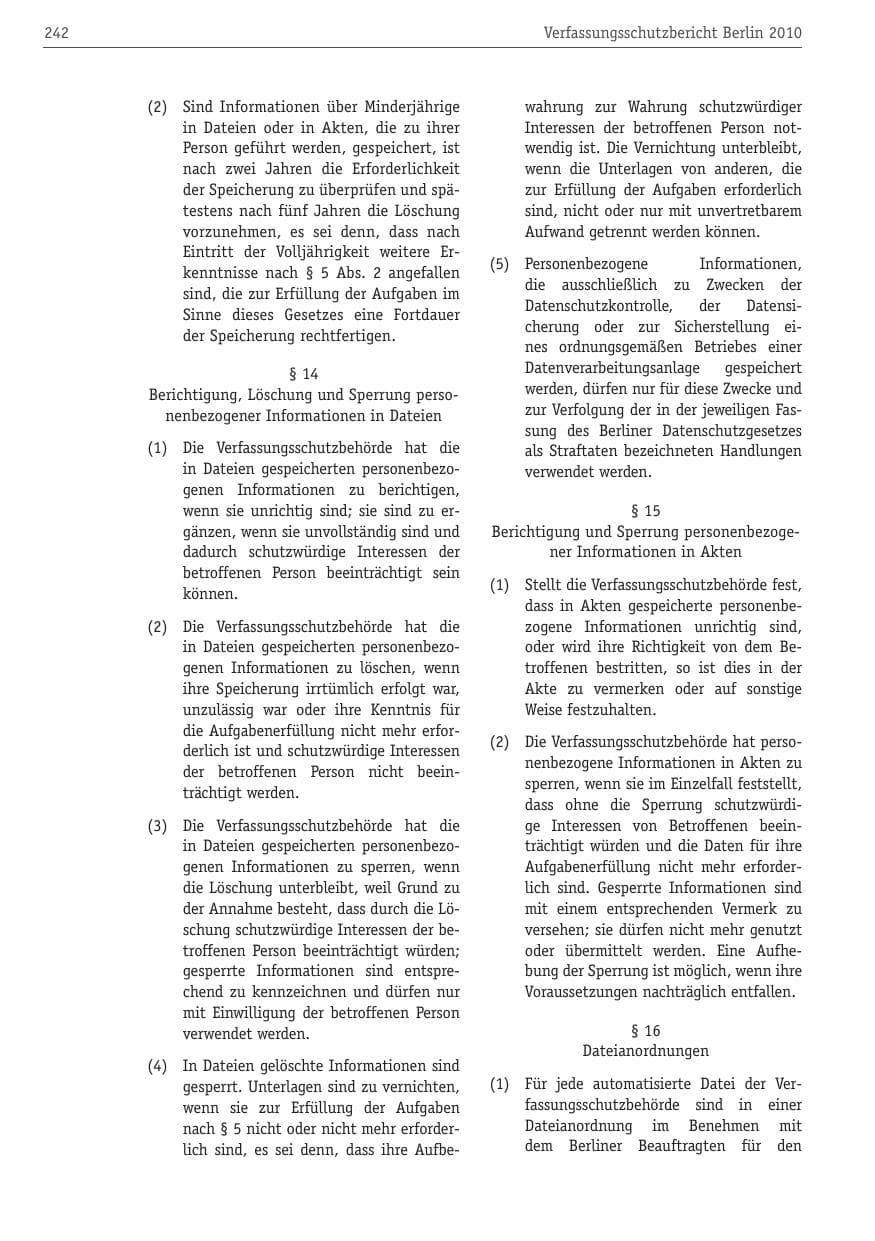 Seite 253 des Verfassungsschutzbericht 2010 Berlin