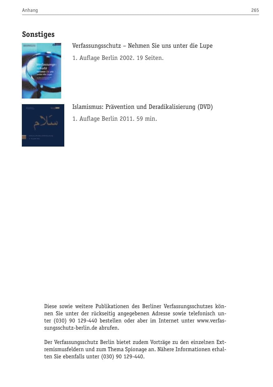 Seite 276 des Verfassungsschutzbericht 2010 Berlin