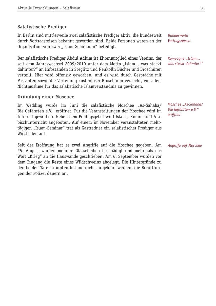 Seite 42 des Verfassungsschutzbericht 2010 Berlin
