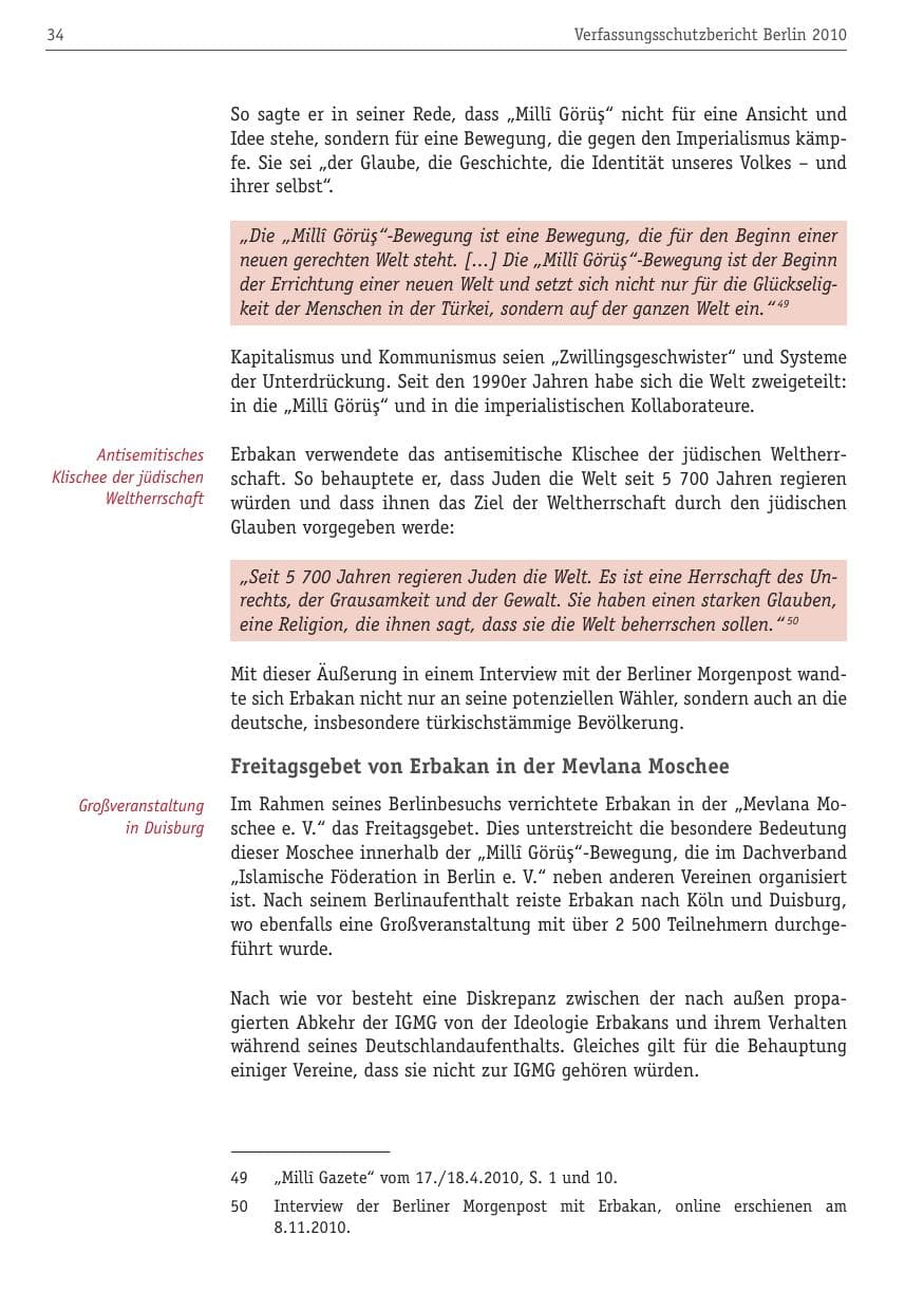 Seite 45 des Verfassungsschutzbericht 2010 Berlin