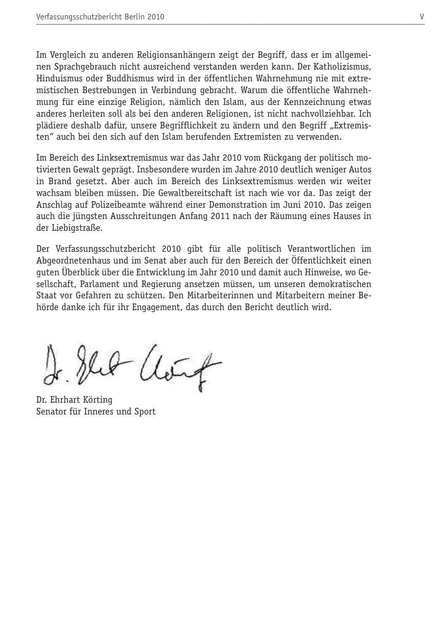 Seite 6 des Verfassungsschutzbericht 2010 Berlin