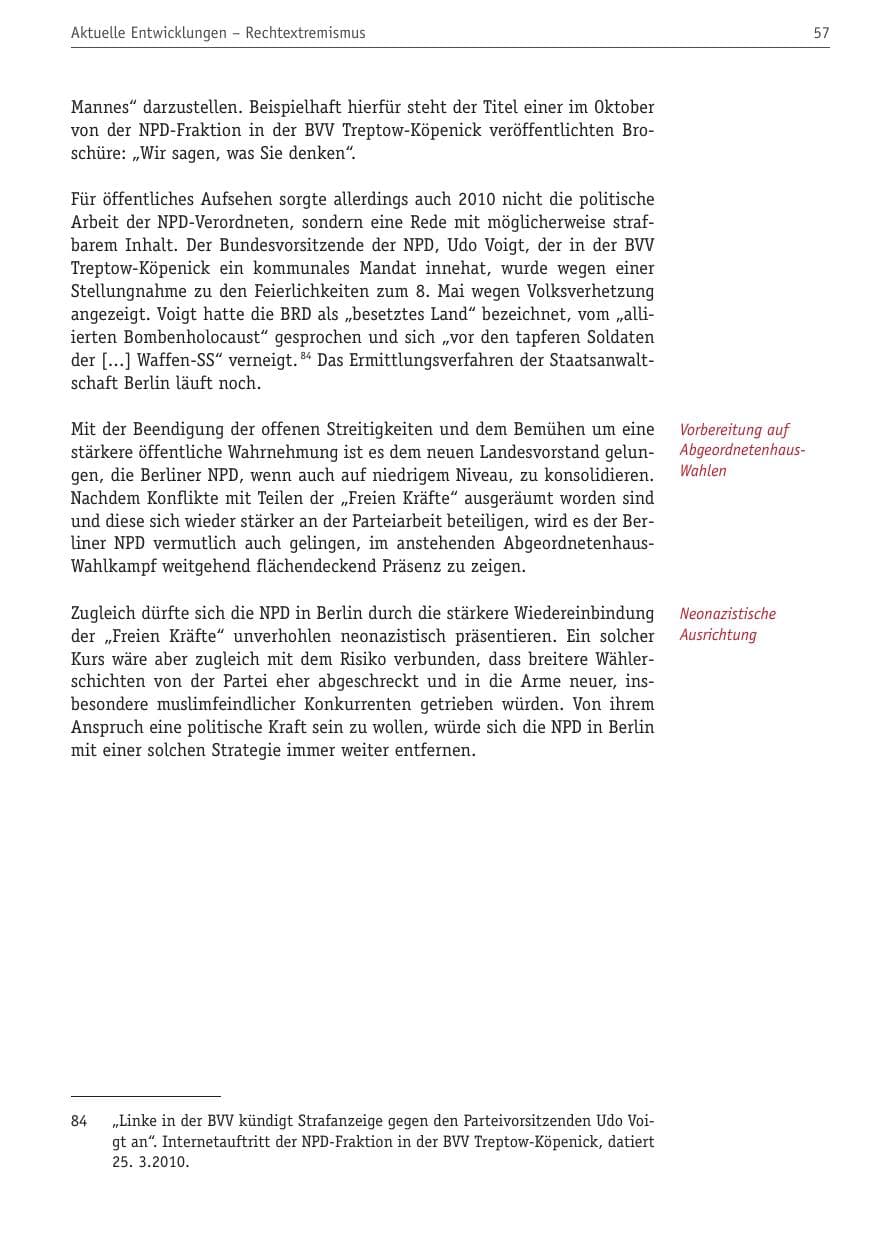 Seite 68 des Verfassungsschutzbericht 2010 Berlin