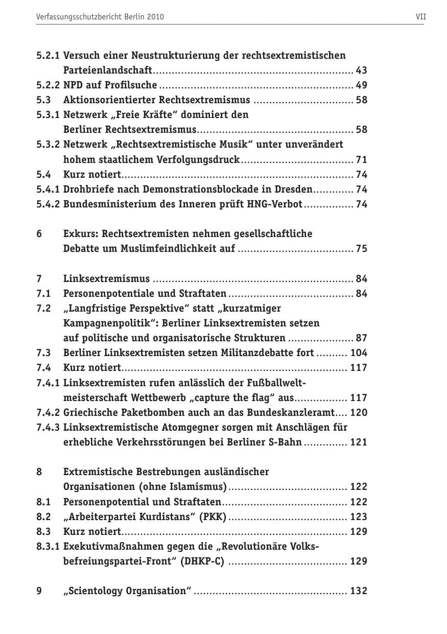 Seite 8 des Verfassungsschutzbericht 2010 Berlin
