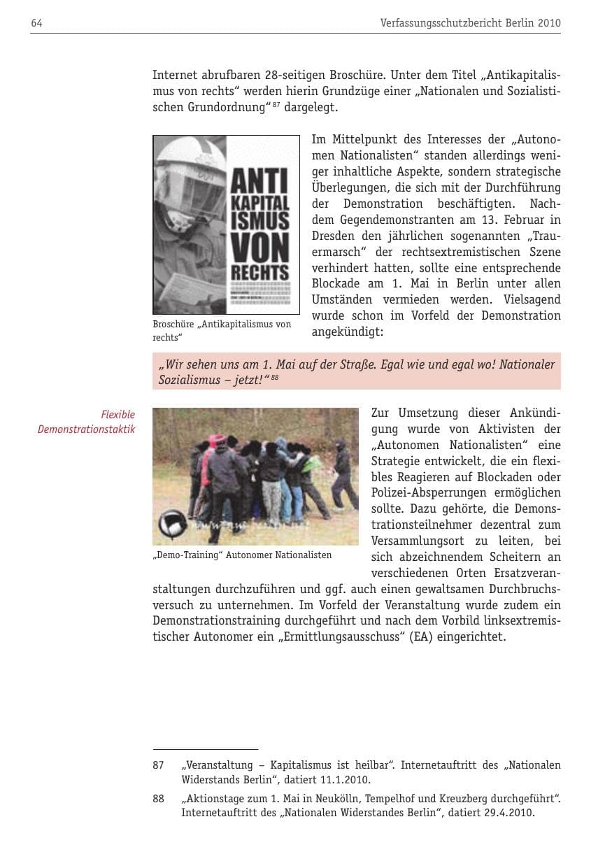 Seite 75 des Verfassungsschutzbericht 2010 Berlin