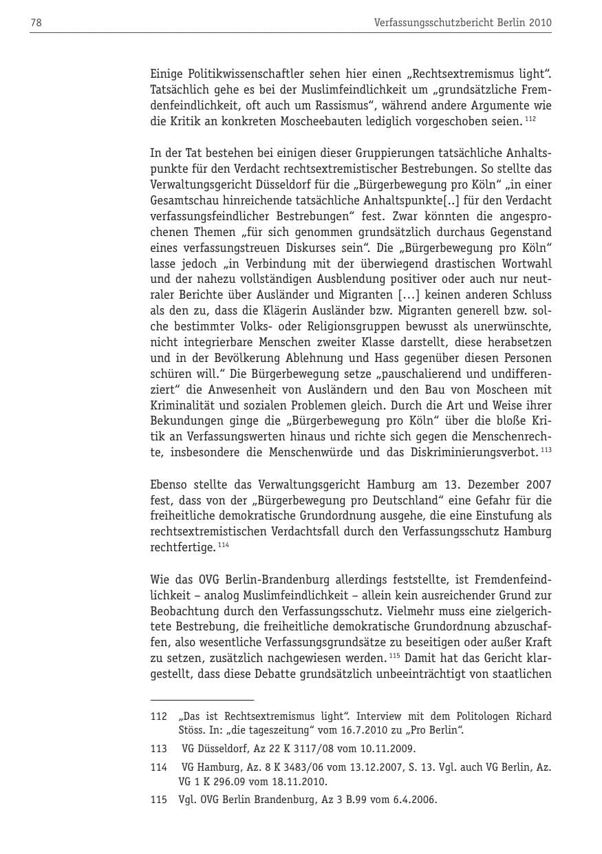 Seite 89 des Verfassungsschutzbericht 2010 Berlin