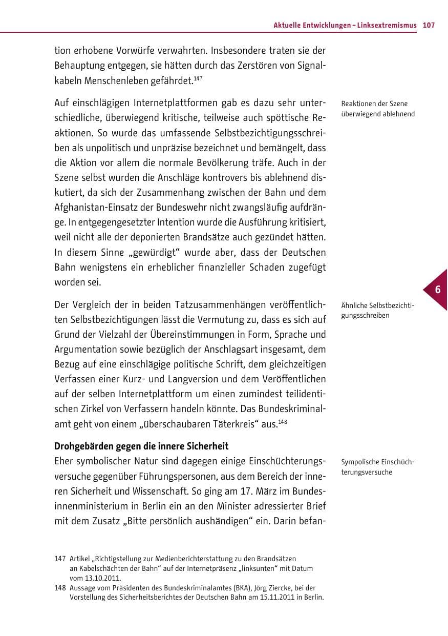 Seite 106 des Verfassungsschutzbericht 2011 Berlin