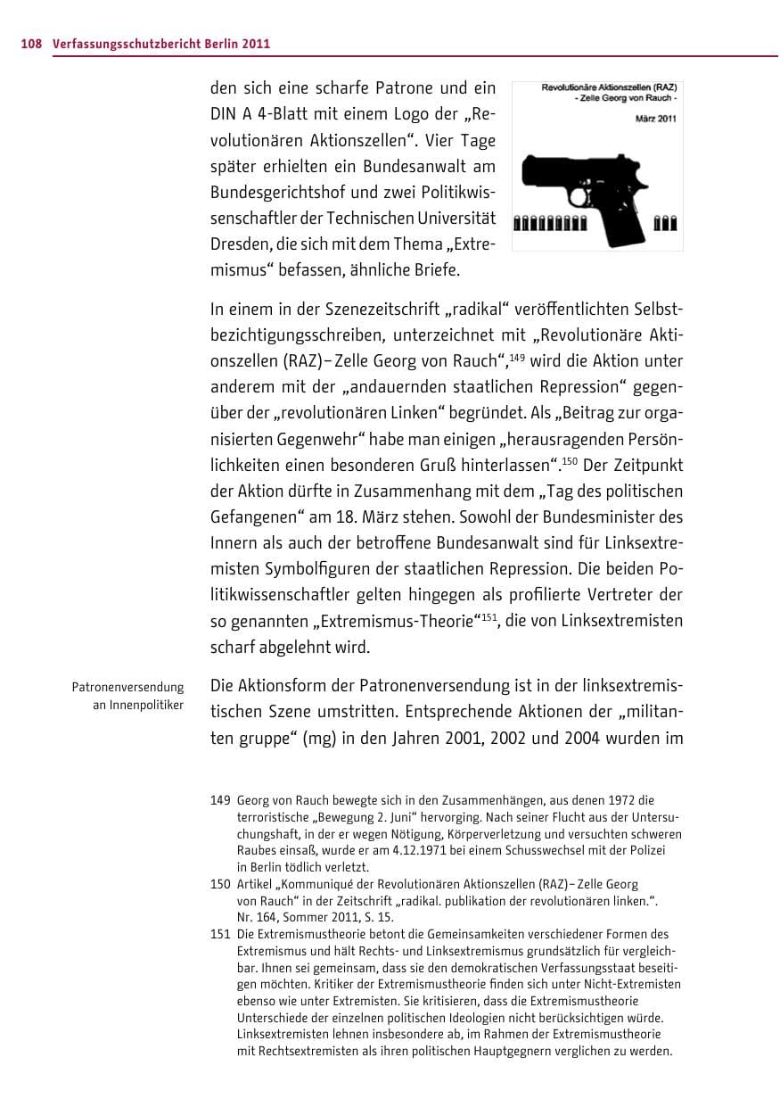 Seite 107 des Verfassungsschutzbericht 2011 Berlin