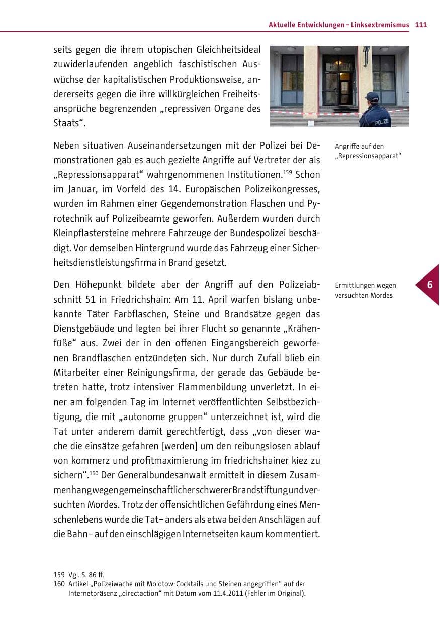 Seite 110 des Verfassungsschutzbericht 2011 Berlin