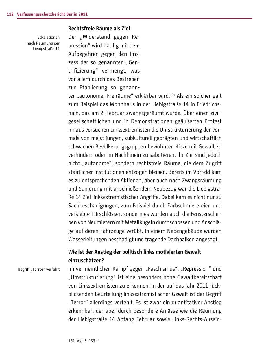 Seite 111 des Verfassungsschutzbericht 2011 Berlin