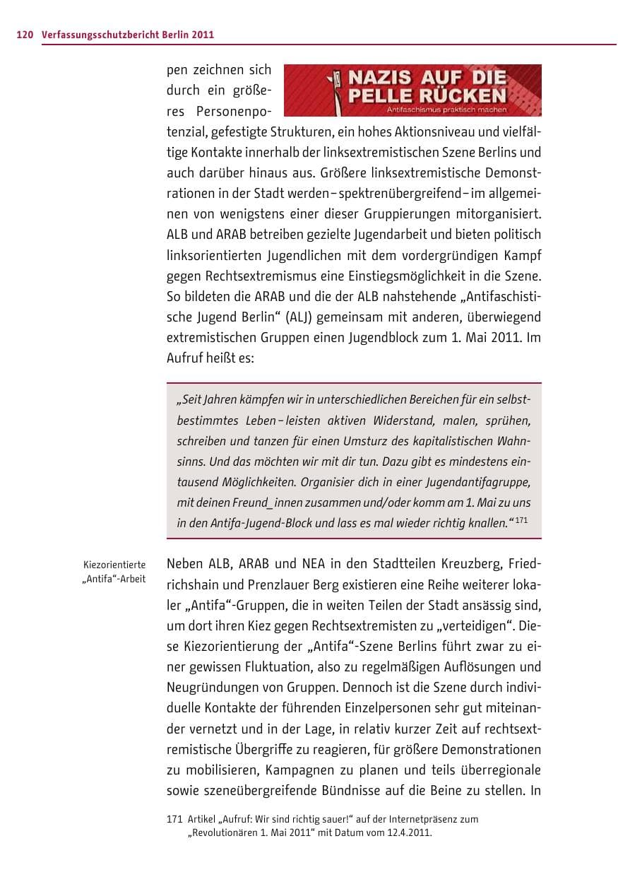 Seite 119 des Verfassungsschutzbericht 2011 Berlin