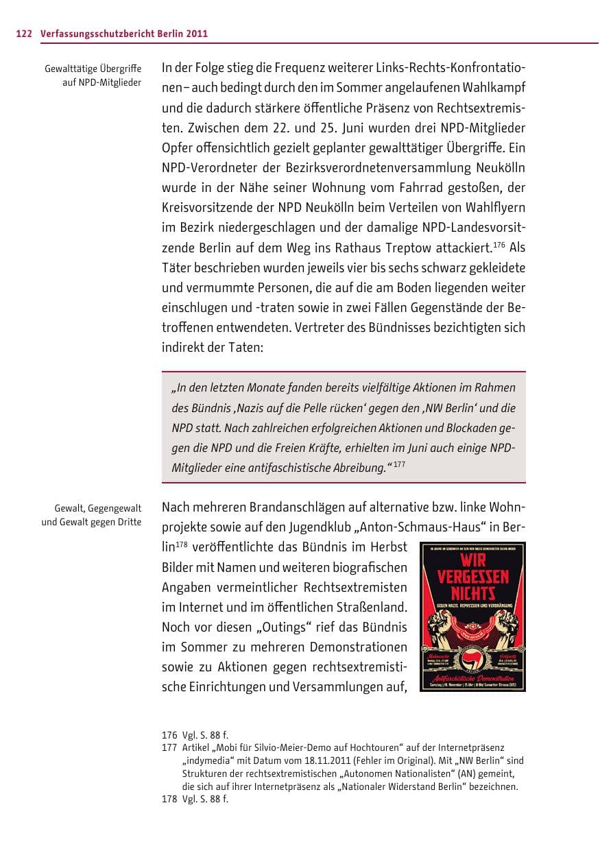 Seite 121 des Verfassungsschutzbericht 2011 Berlin