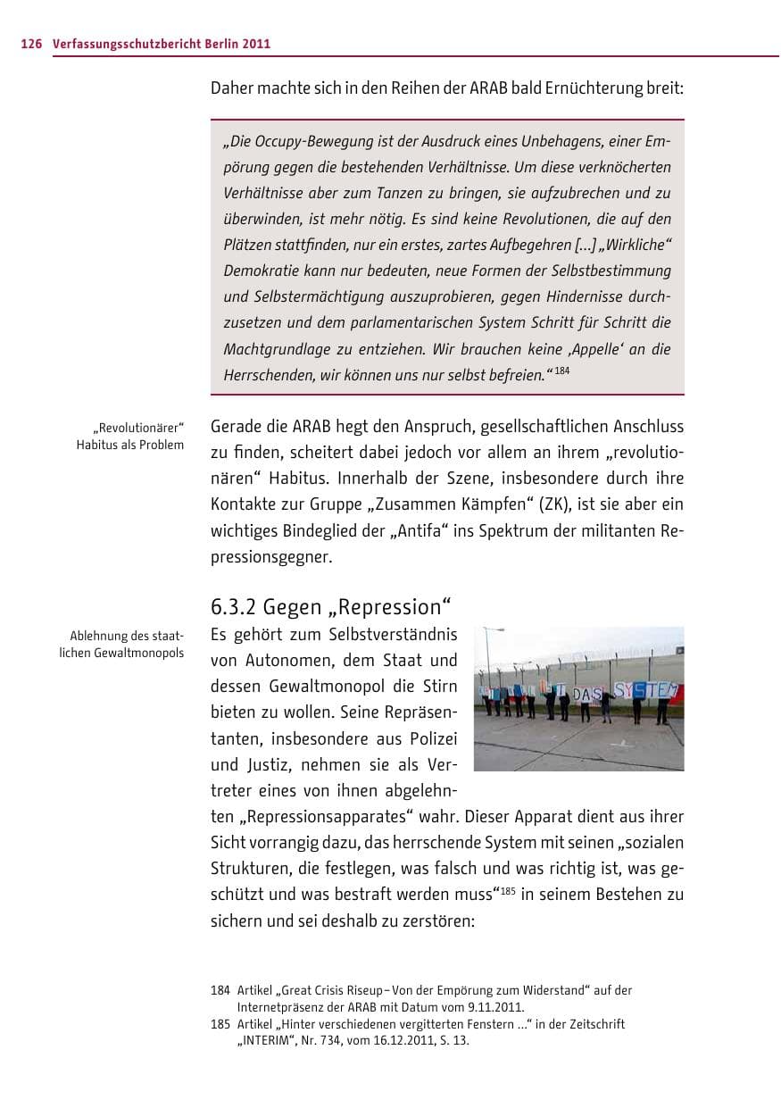 Seite 125 des Verfassungsschutzbericht 2011 Berlin