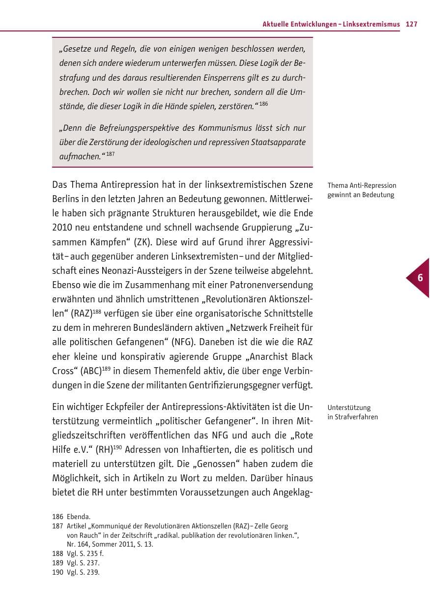Seite 126 des Verfassungsschutzbericht 2011 Berlin