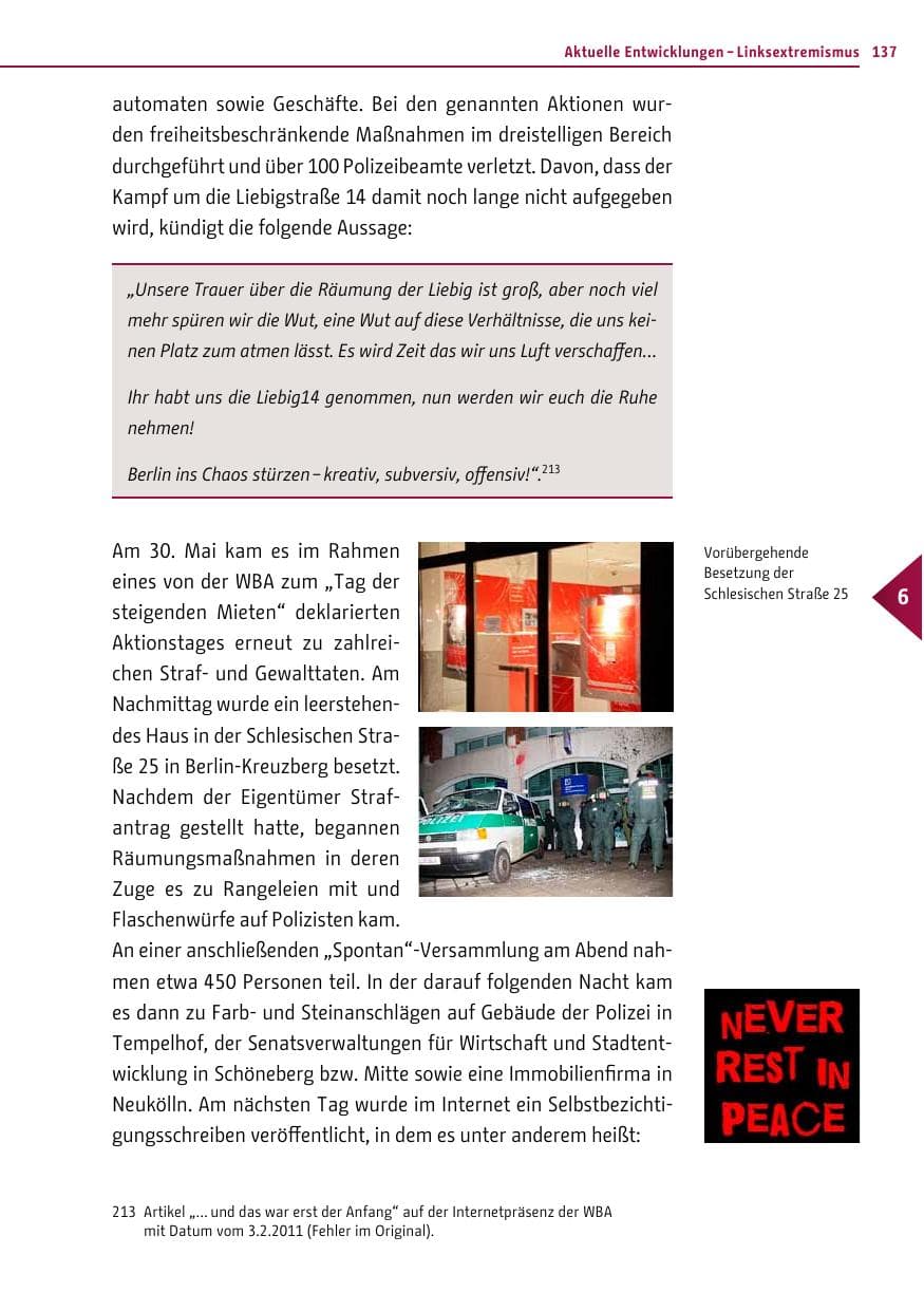 Seite 136 des Verfassungsschutzbericht 2011 Berlin