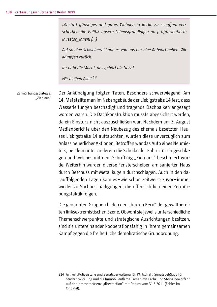 Seite 137 des Verfassungsschutzbericht 2011 Berlin