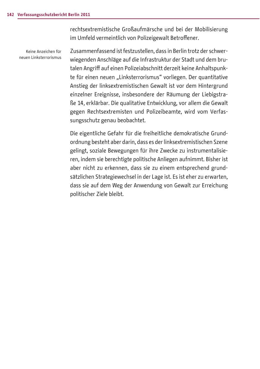 Seite 141 des Verfassungsschutzbericht 2011 Berlin